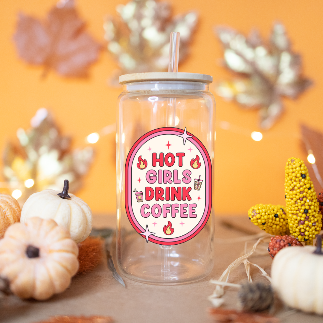 "Hot Girls Drink Coffee" – 16 oz. Glass Tumbler