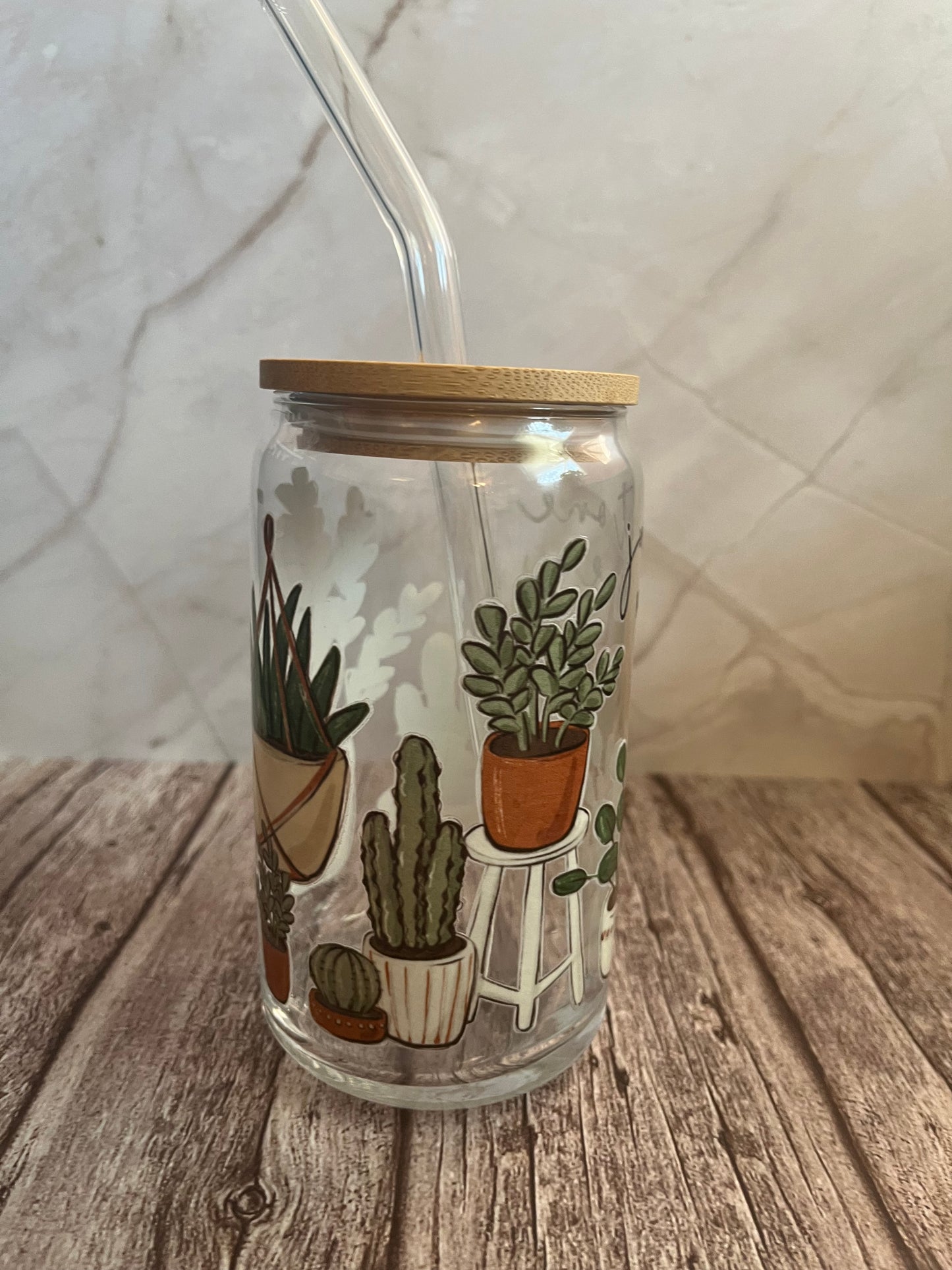 "Just One More (Plants)" - 16 oz. Glass Tumbler
