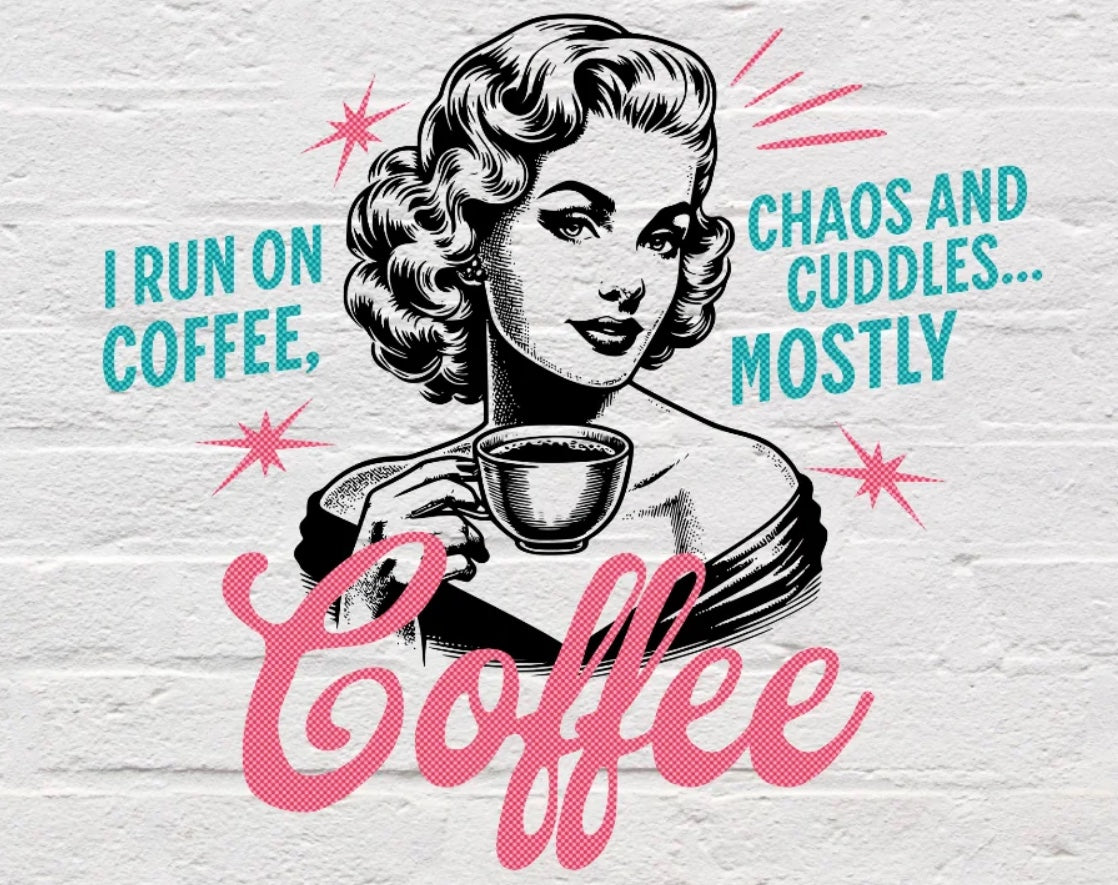 "I Run On Coffee & Chaos" - 16 oz. Glass Tumbler