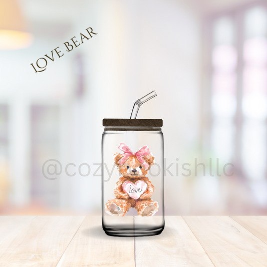 "Love Bear" - 16 oz. Glass Tumbler