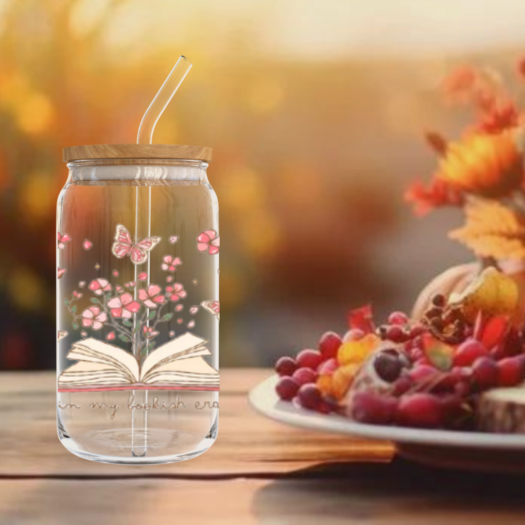 "In My Bookish Era" – 16 oz. Glass Tumbler