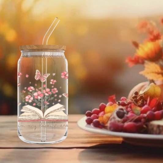 "In My Bookish Era" – 16 oz. Glass Tumbler