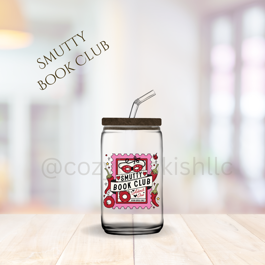 "Smutty Book Club" - 16 oz. Glass Tumbler