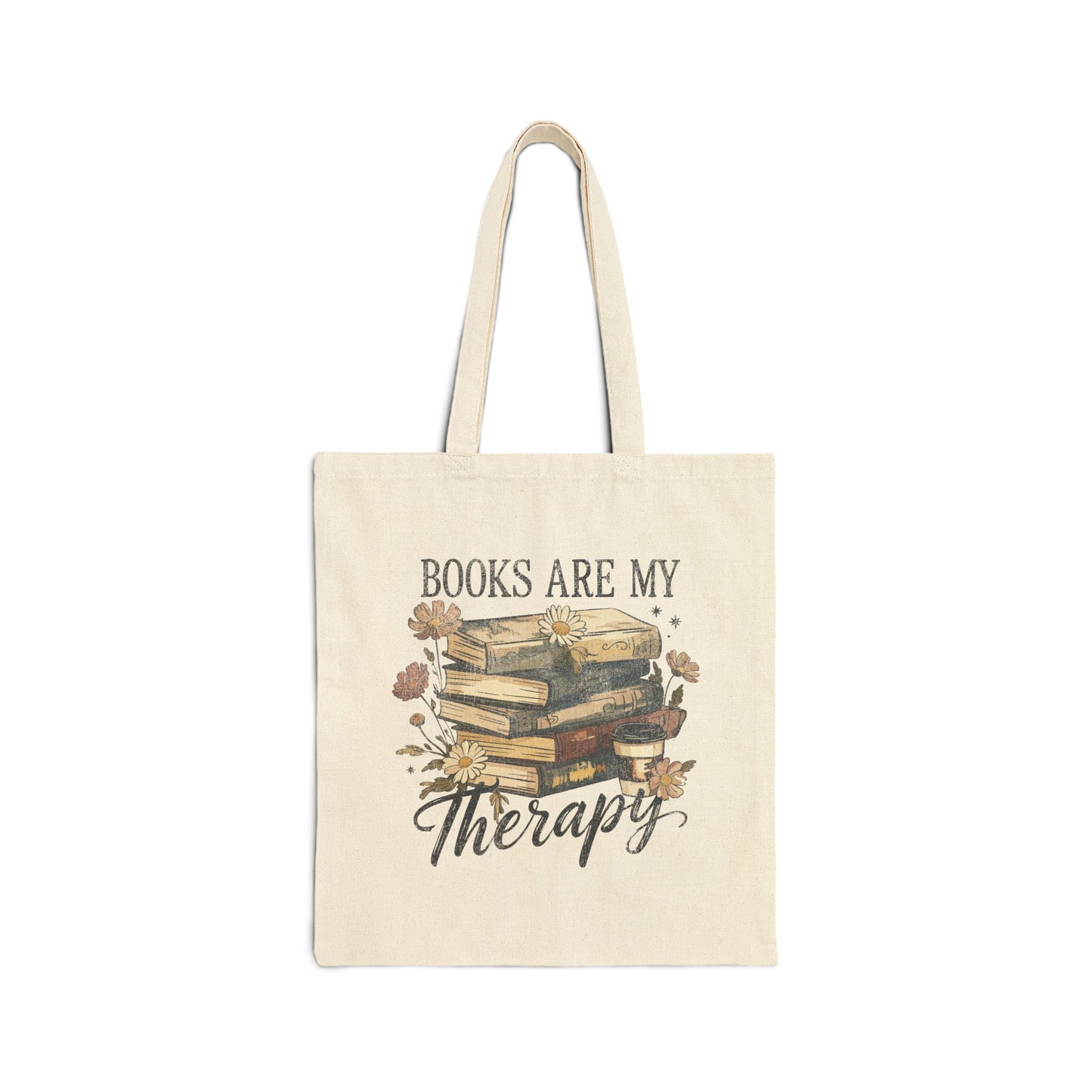Books Are My Therapy Canvas -- Tote Bag