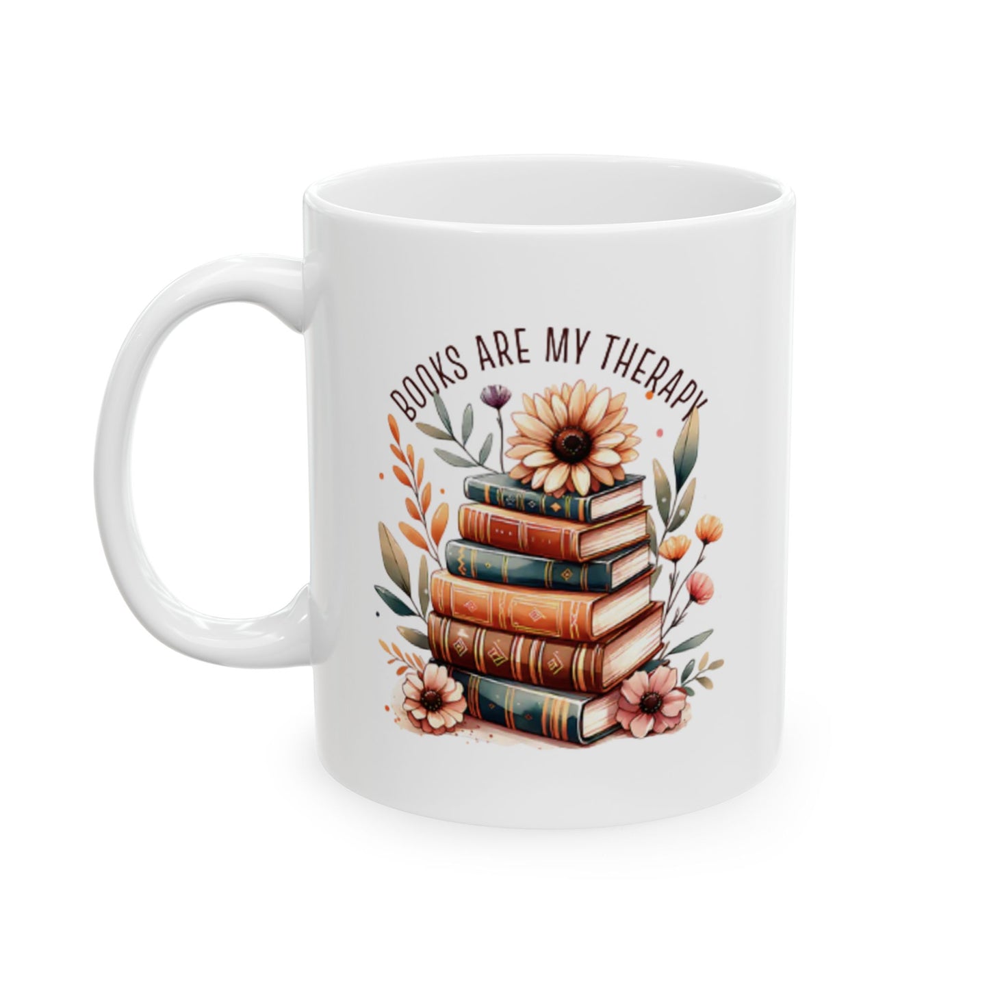 "Books Are My Therapy" 11 oz. Mug - Perfect Gift for Tea and Coffee Lovers