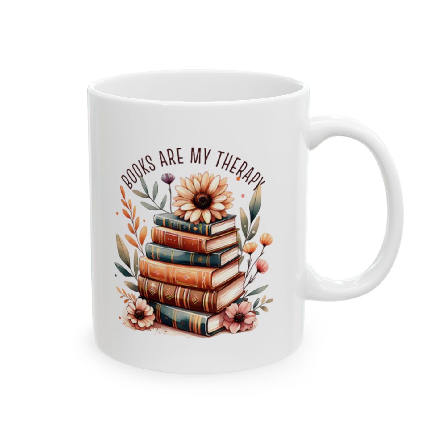 "Books Are My Therapy" 11 oz. Mug - Perfect Gift for Tea and Coffee Lovers