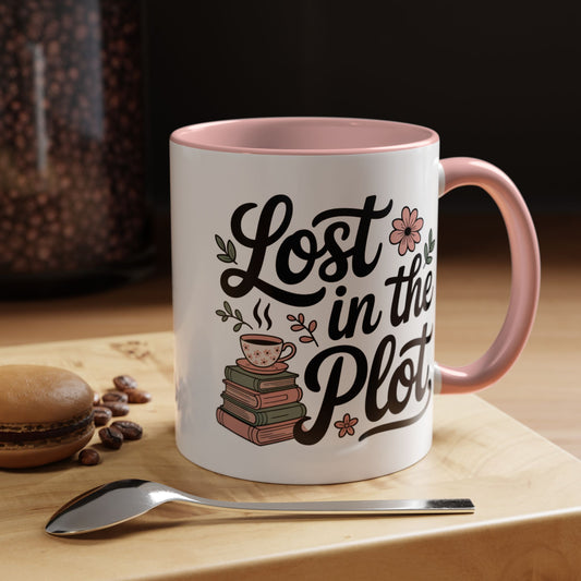 "Lost in the Plot" — Book Lover Accent Mug (11 oz)