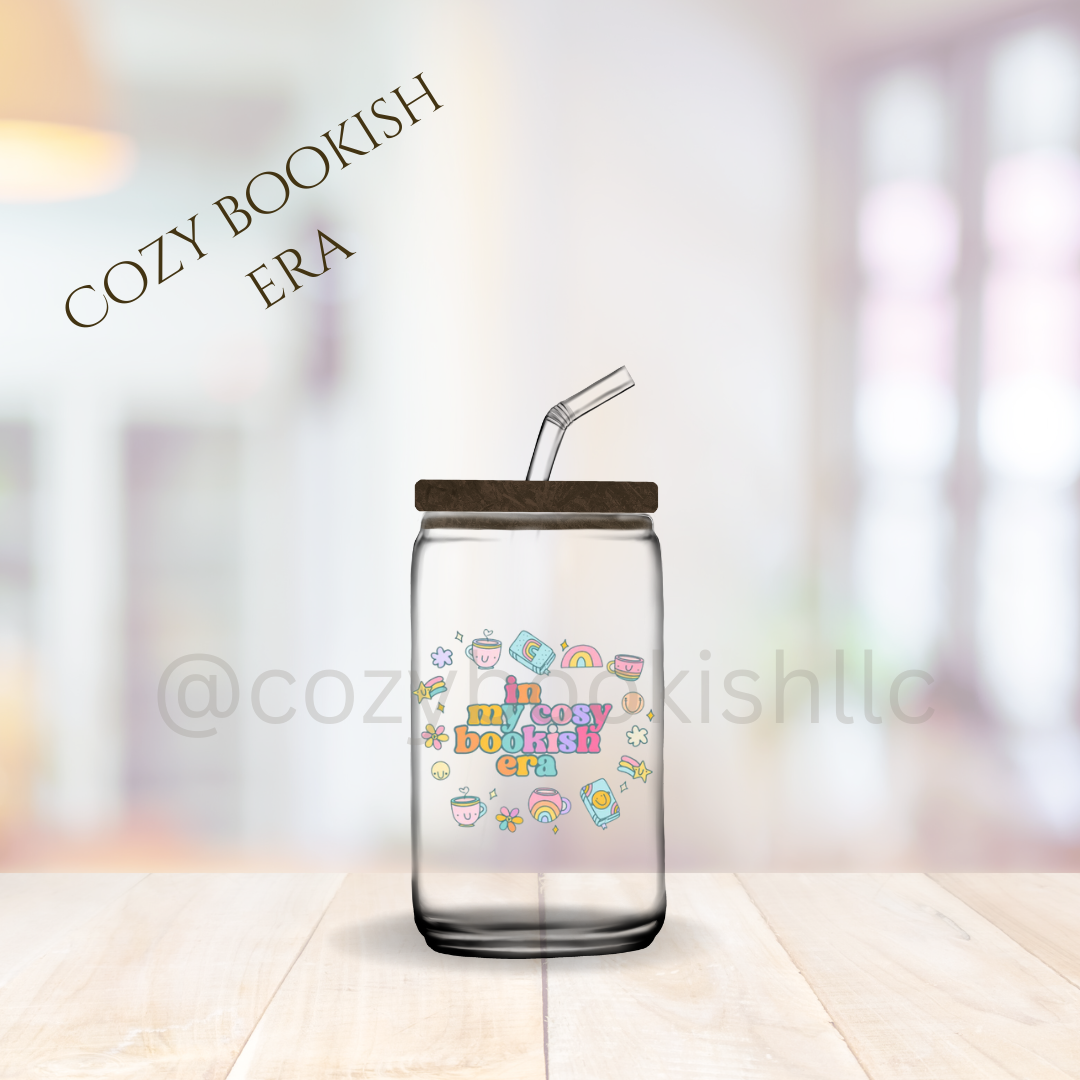 "In My Cozy Bookish Era" - 16 oz. Glass Tumbler