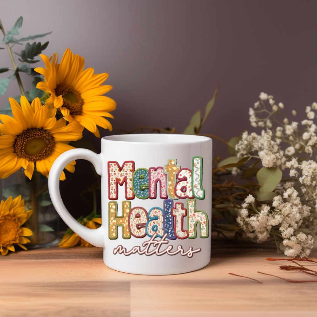 "Mental Health Matters – Quilted" Mug (11 oz)