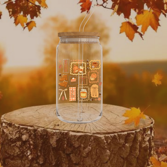 "Cozy Autumn" – 16 oz. Glass Tumbler