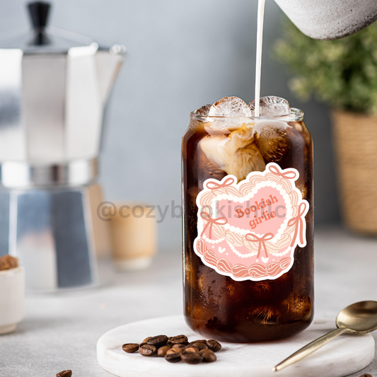 "Bookish Girlie" – 16 oz. Glass Tumbler 💅📚✨