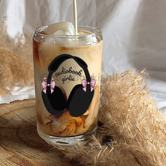 "Audiobook Girlie" - 16 oz. Glass Tumbler 🎧📚✨