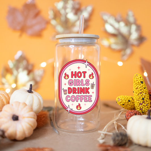 "Hot Girls Drink Coffee" – 16 oz. Glass Tumbler